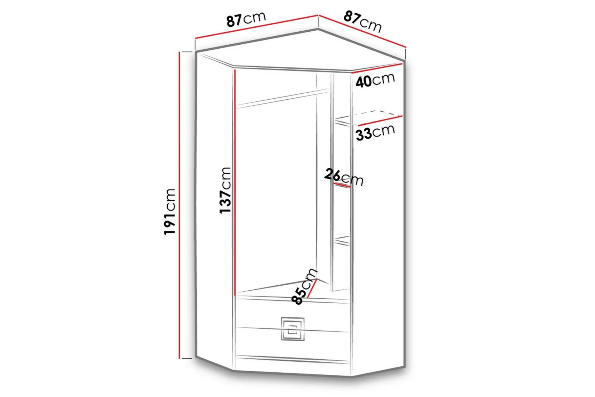 Klacksberg Garderobe 87x87x190 cm