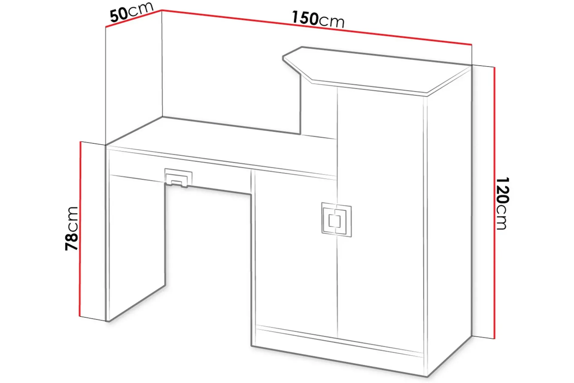 Kontorbord-Klacksberg Skrivebord 150 cm med Oppbevaringsskuff + Skap Eik
