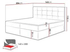 Kleiv kontinentalseng med oppbevaring 160x200 cm