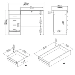 Tvilum Klintberg Skrivebord med 5 skuffer 109x48x76 cm
