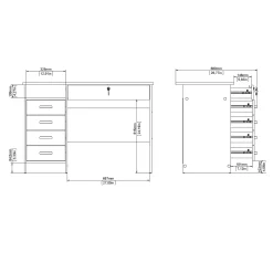 Tvilum Klintberg Skrivebord med 5 skuffer 109x48x76 cm