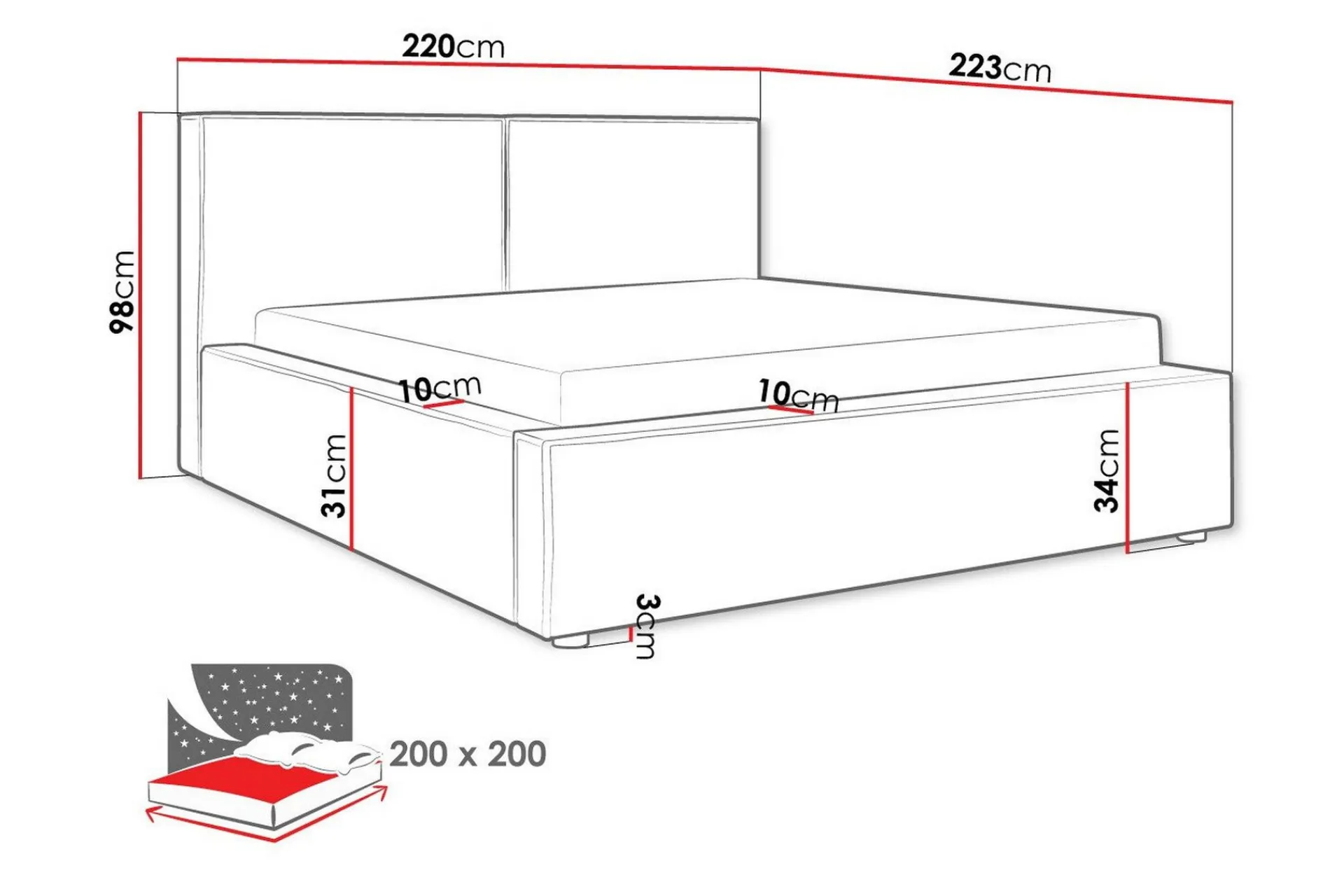 Sengeramme & Sengestamme-Knocklong Sengeramme 200x200 cm Beige