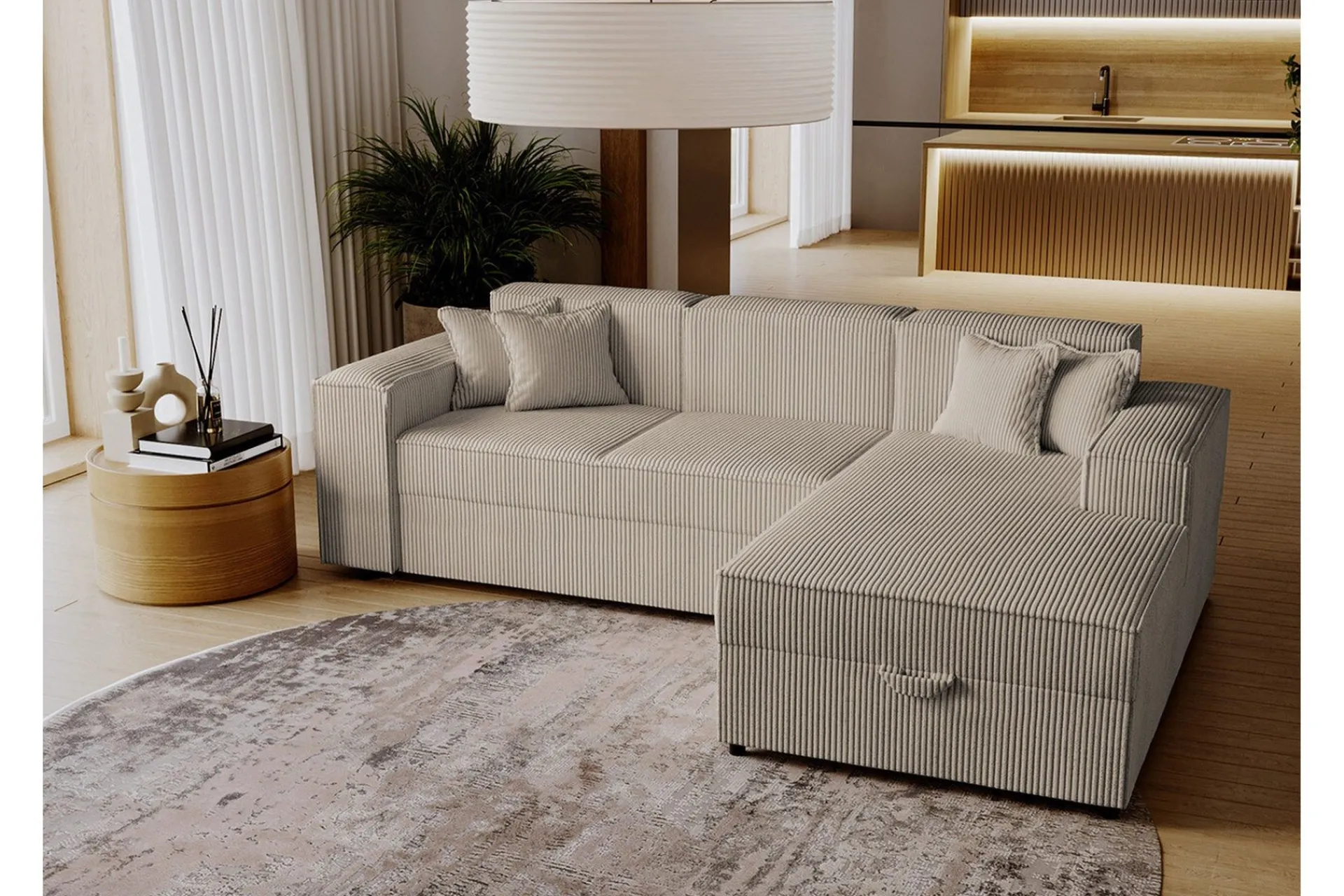 Sovesofaer-Knocklong 3-seters Hjørnesovesofa Beige/Lys Beige