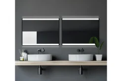 Baderom|Baderomslampe Vegg-Knutby Baderomsspeil 60 cm LED-Lys Svart