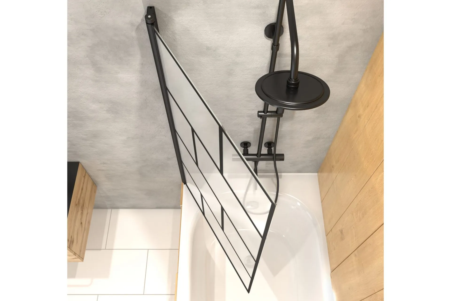 Baderom-Knutby Dusjvegg 75x125 cm Svart