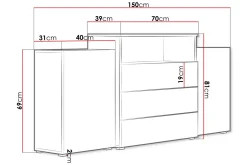Kommode-Kommode 150 cm Hvit,tre
