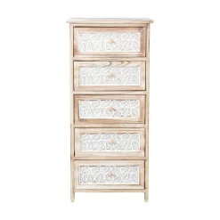 Kommode HOME4YOU Kaseke med 5 oppbevaringsrom 40x29x90 cm natur