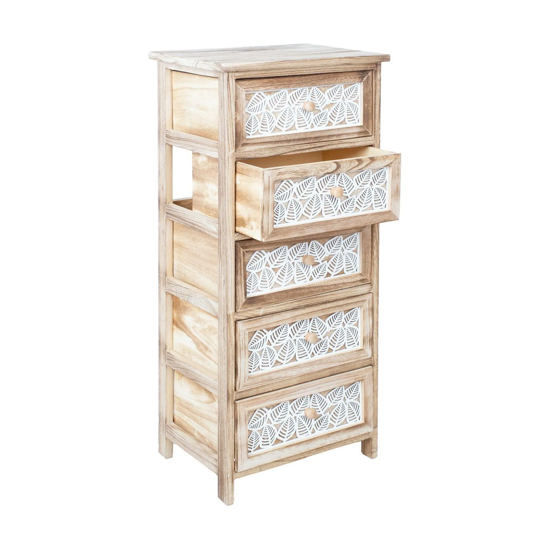Kommode HOME4YOU Kaseke med 5 oppbevaringsrom 40x29x90 cm natur