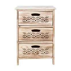 Kommode|Entrekommode-Kommode HOME4YOU Mihkli med 3 oppbevaringsenheter 40x29x58 cm Natur