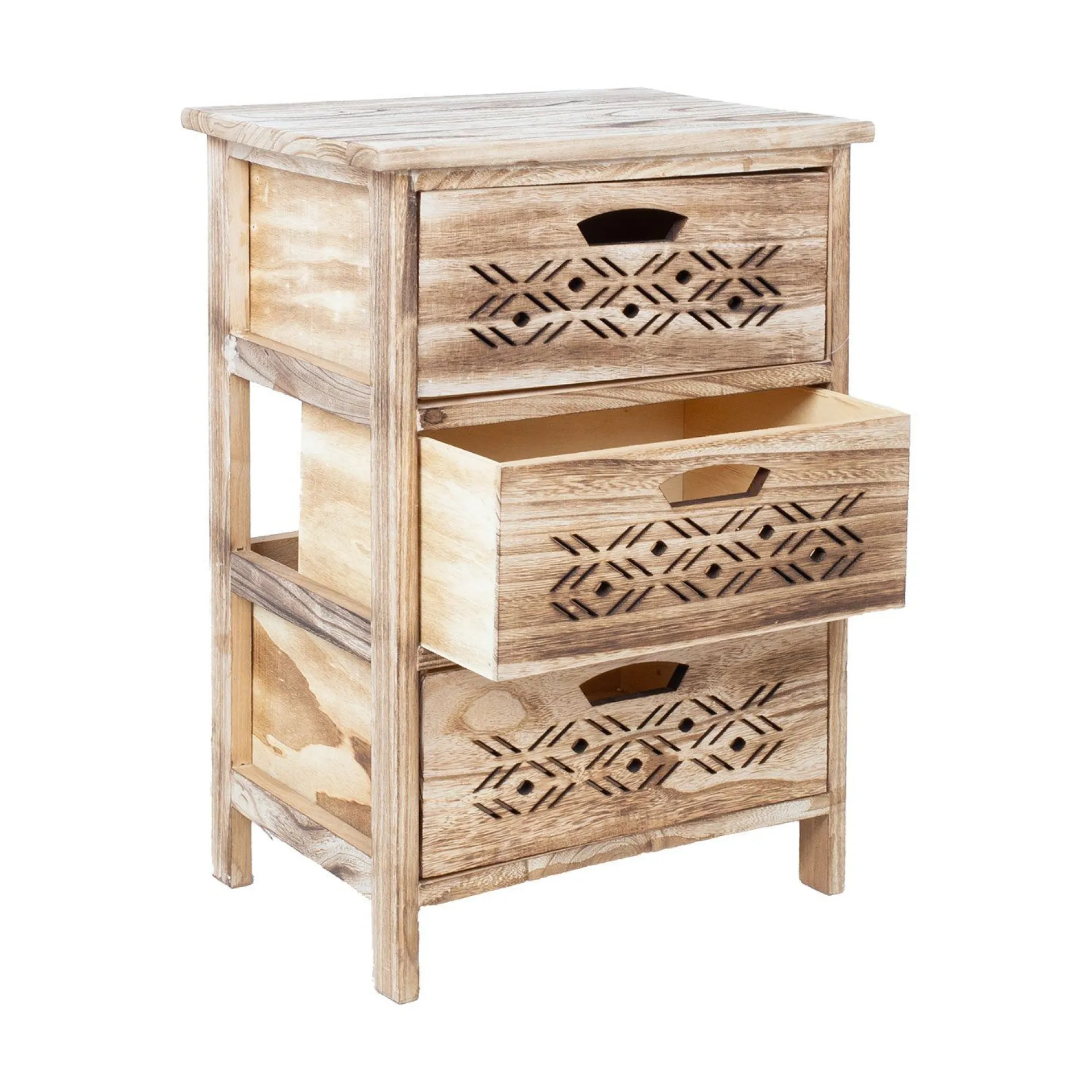 Kommode|Entrekommode-Kommode HOME4YOU Mihkli med 3 oppbevaringsenheter 40x29x58 cm Natur