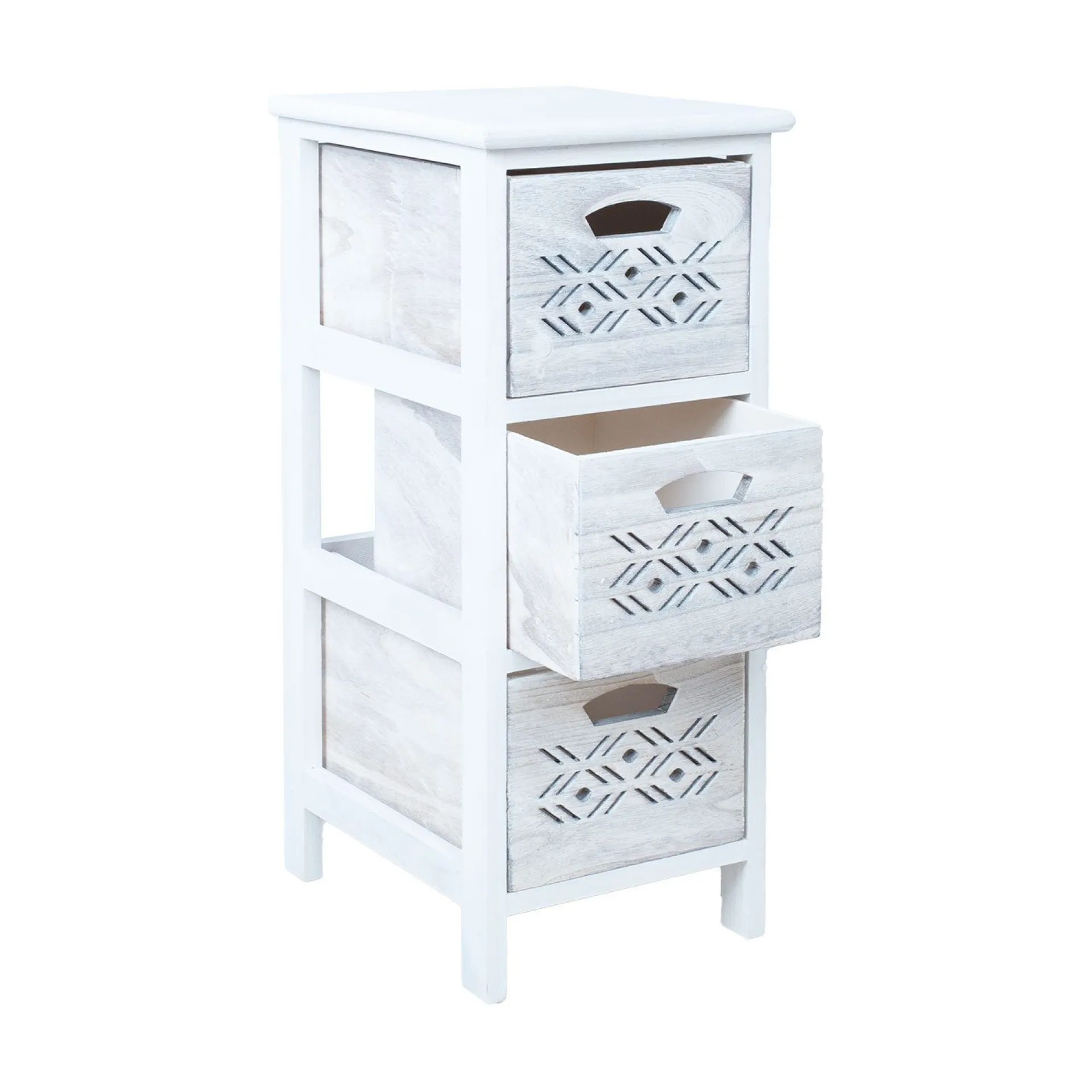 Kommode HOME4YOU Mihkli med 3 oppbevaringsenheter 26x32x63 cm