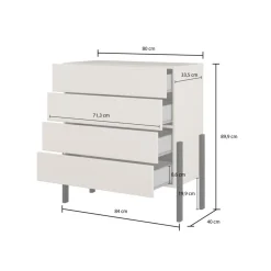 Kommode|Entrekommode-Kommode Jukon S med 4 skuffer Hvit