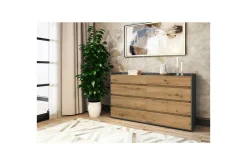 Loft24 Kommode Kosmo Antrasitt/Eik, 8 skuffer