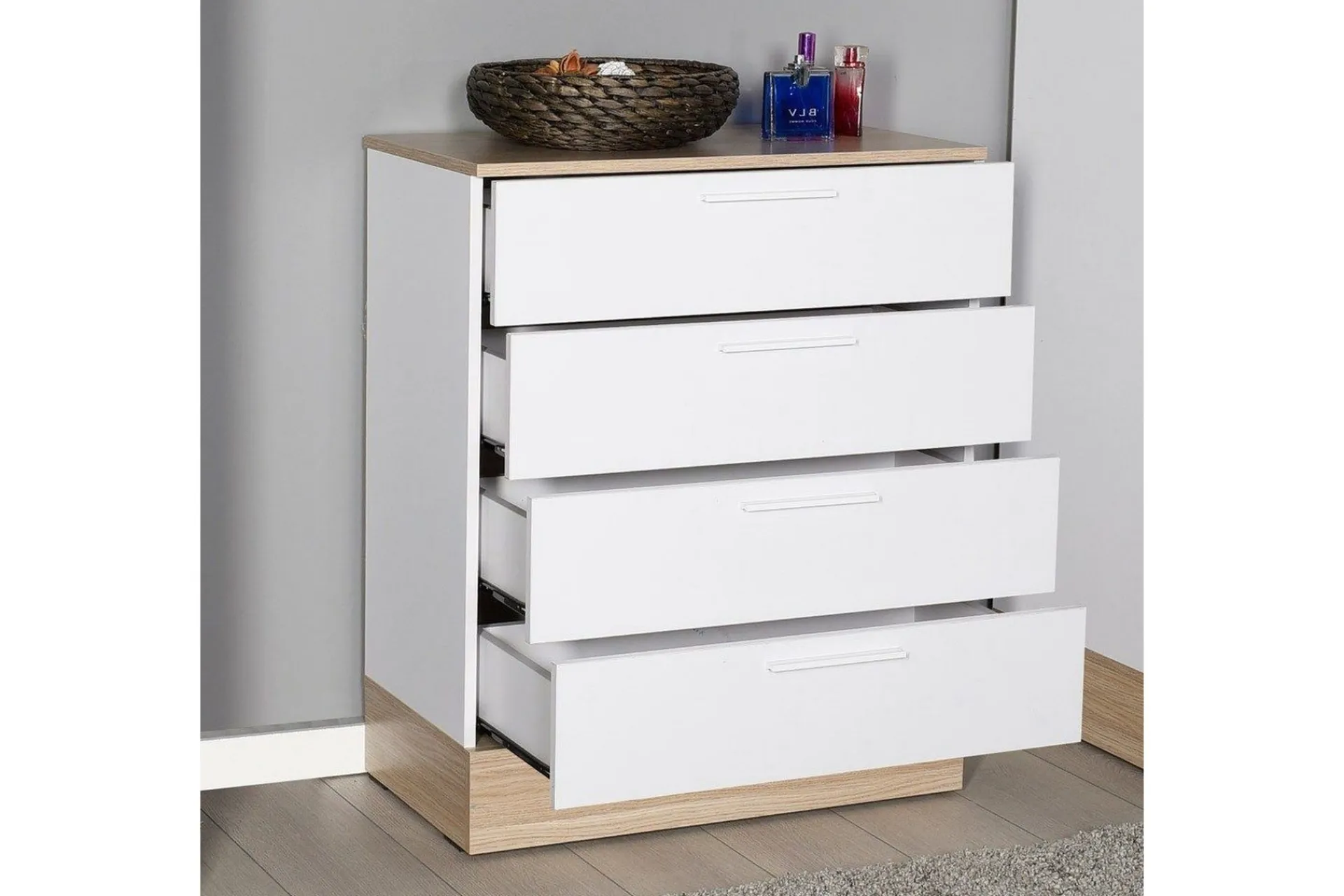Kommode|Entrekommode-Kommode Matul Eik / Hvit Mellomfarget tre,Hvit