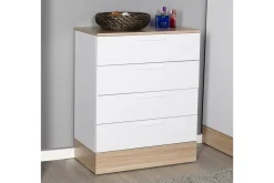 Kommode|Entrekommode-Kommode Matul Eik / Hvit Mellomfarget tre,Hvit