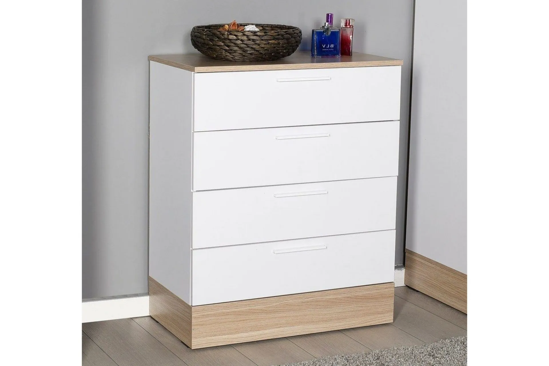 Kommode|Entrekommode-Kommode Matul Eik / Hvit Mellomfarget tre,Hvit