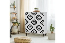 Kommode-Kommode med 4 Dører 95x111 cm Hvit/Svart
