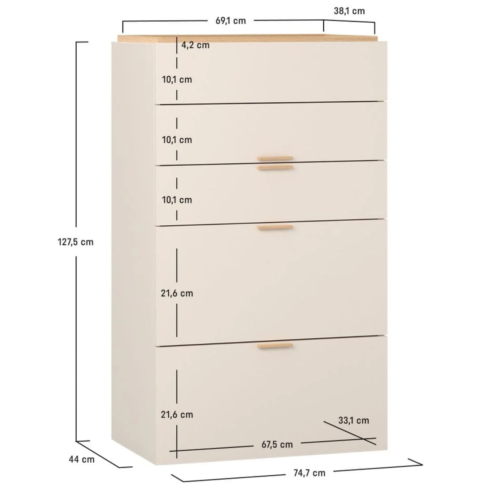 VOX Sminkebord & Toalettbord-Kommode med skuffer 4 You Fresh Natur,Beige