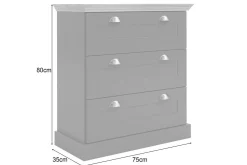 Loft24 Kommode|Entrekommode-Kommode Motala 75x35x80 cm, Hvit