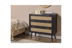 Entrekommode|Kommode-Kommode Opoco med 3 skuffer Svart,Beige