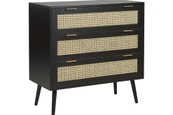 Entrekommode|Kommode-Kommode Opoco med 3 skuffer Svart,Beige