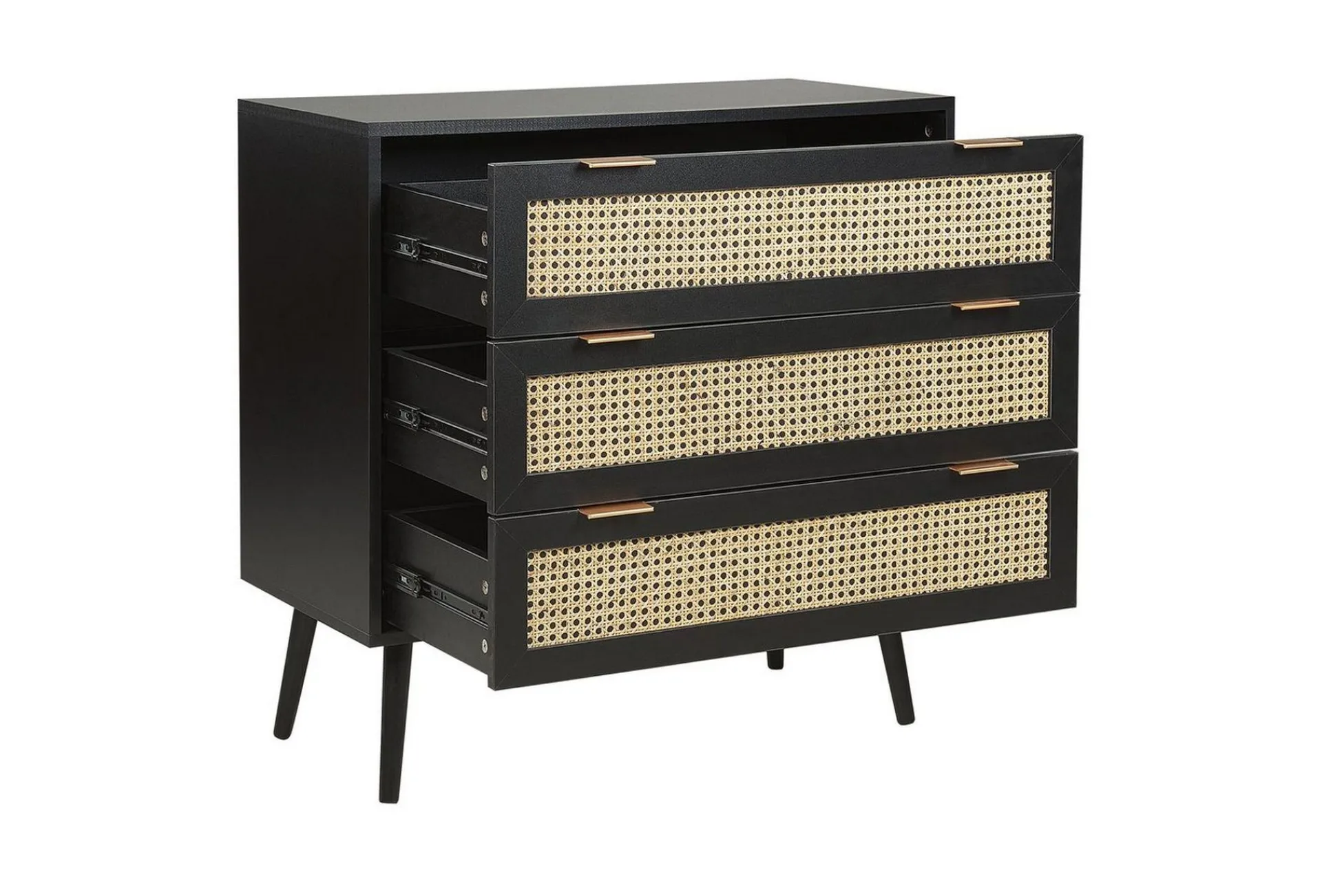 Entrekommode|Kommode-Kommode Opoco med 3 skuffer Svart,Beige