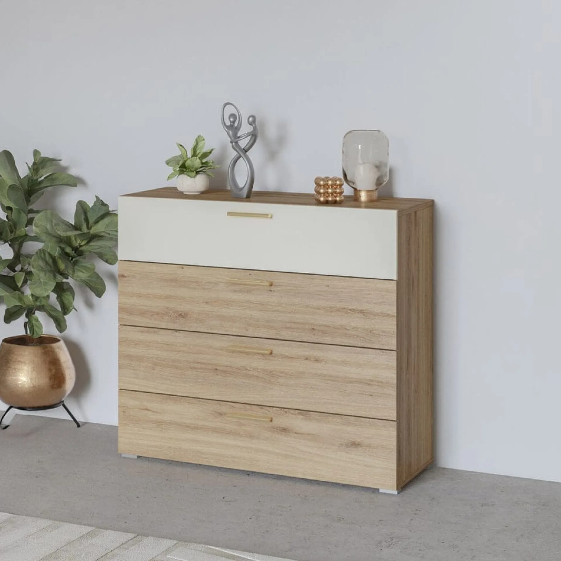 Kommode|Entrekommode-Kommode Vertina med 4 skuffer Grey
