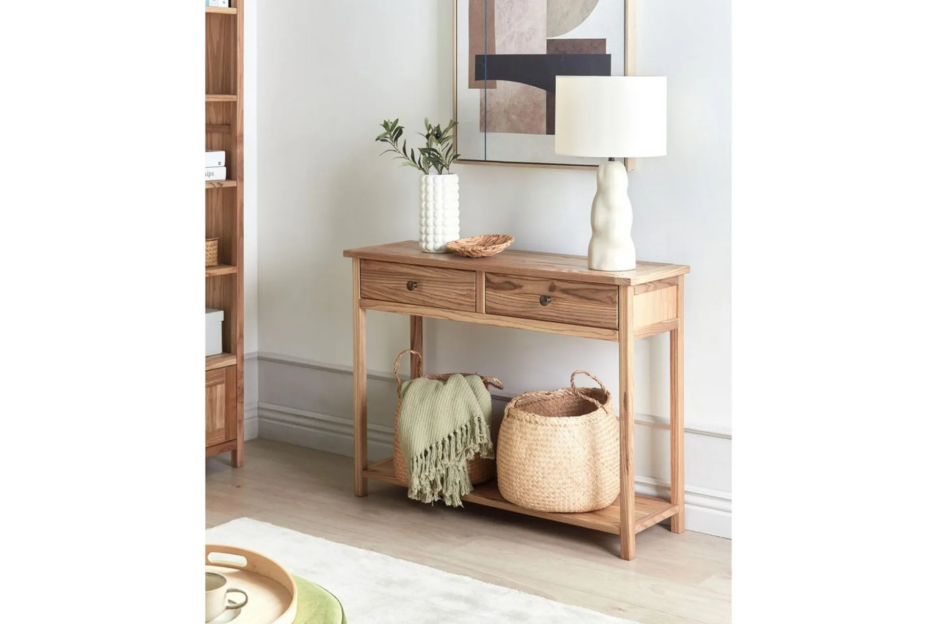 Gangbord|Avlastningsbord-Konsollbord Salton 100x31x74 cm Lysfarget tre