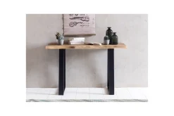 Wohnling Gangbord|Avlastningsbord-Konsollbord Gaya heltre landlig stil med trekantet kant Svart,Natur