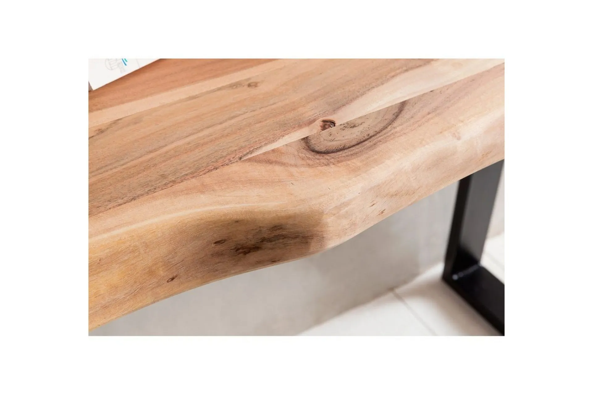 Wohnling Gangbord|Avlastningsbord-Konsollbord Gaya heltre landlig stil med trekantet kant Svart,Natur
