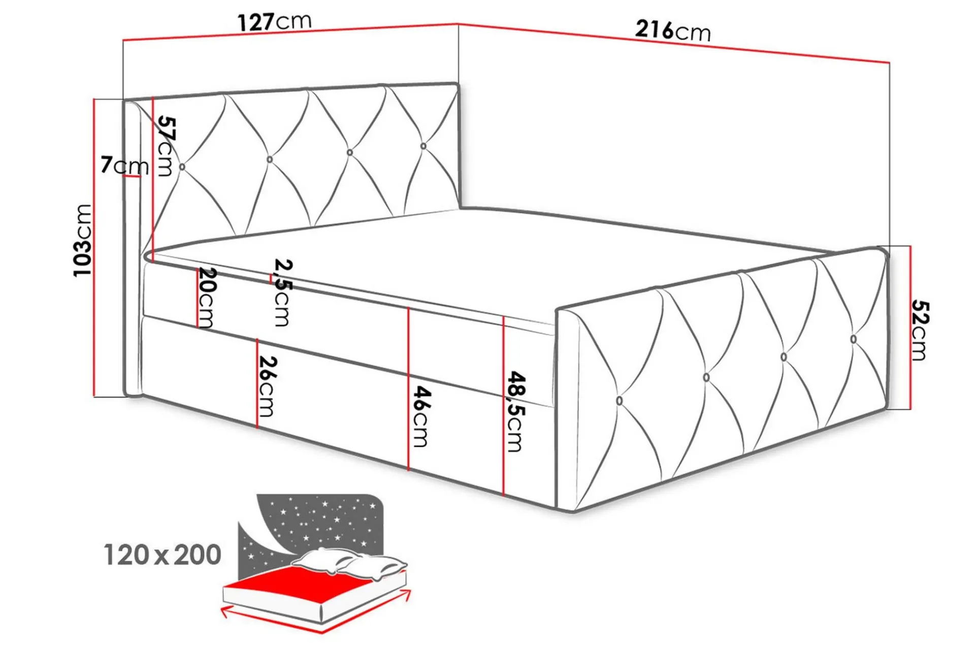 Kontinentalseng 120x200 cm