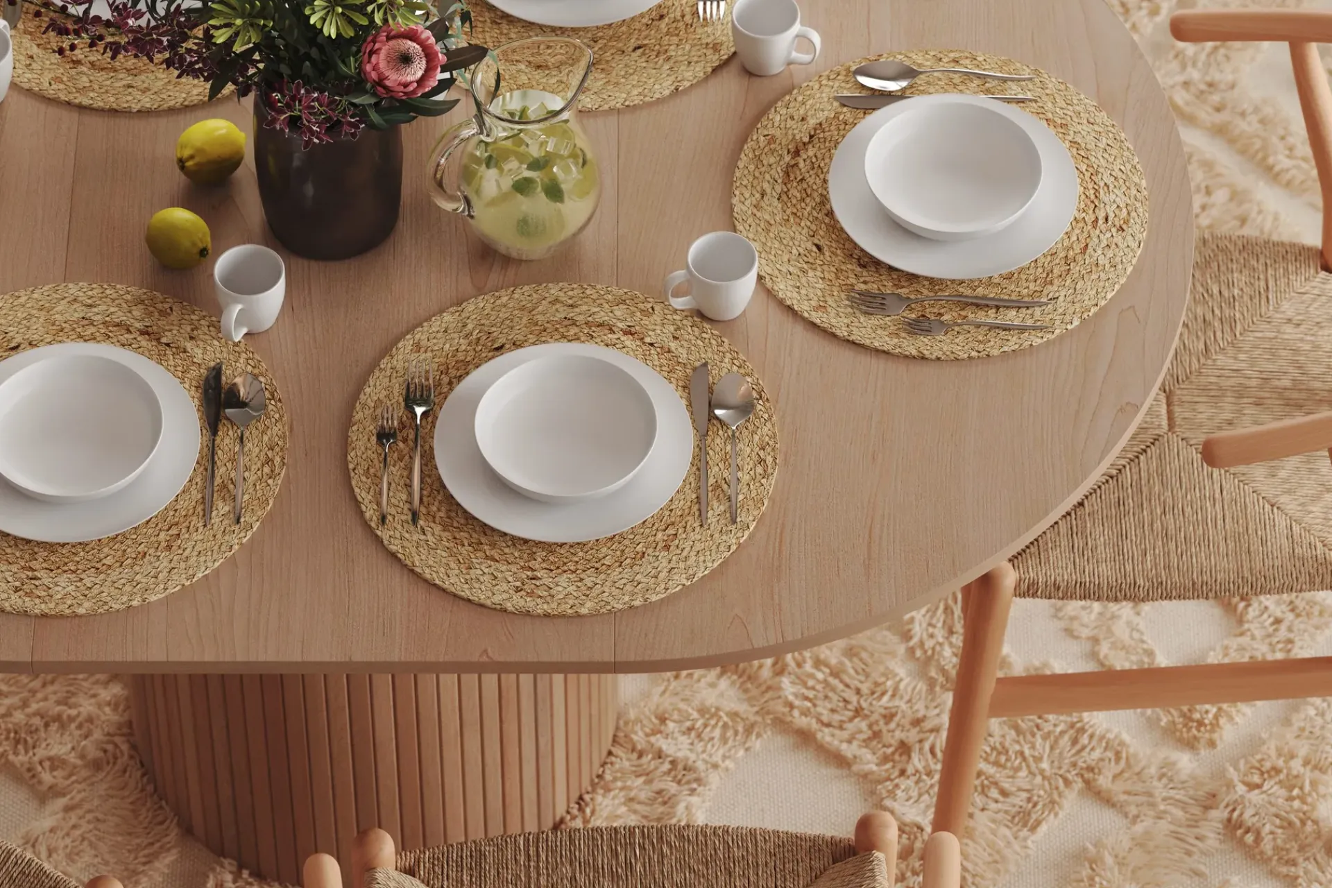 Bark Kopparbo Lys Rundt Spisebord 106 cm Utvidbart med tilleggsplate