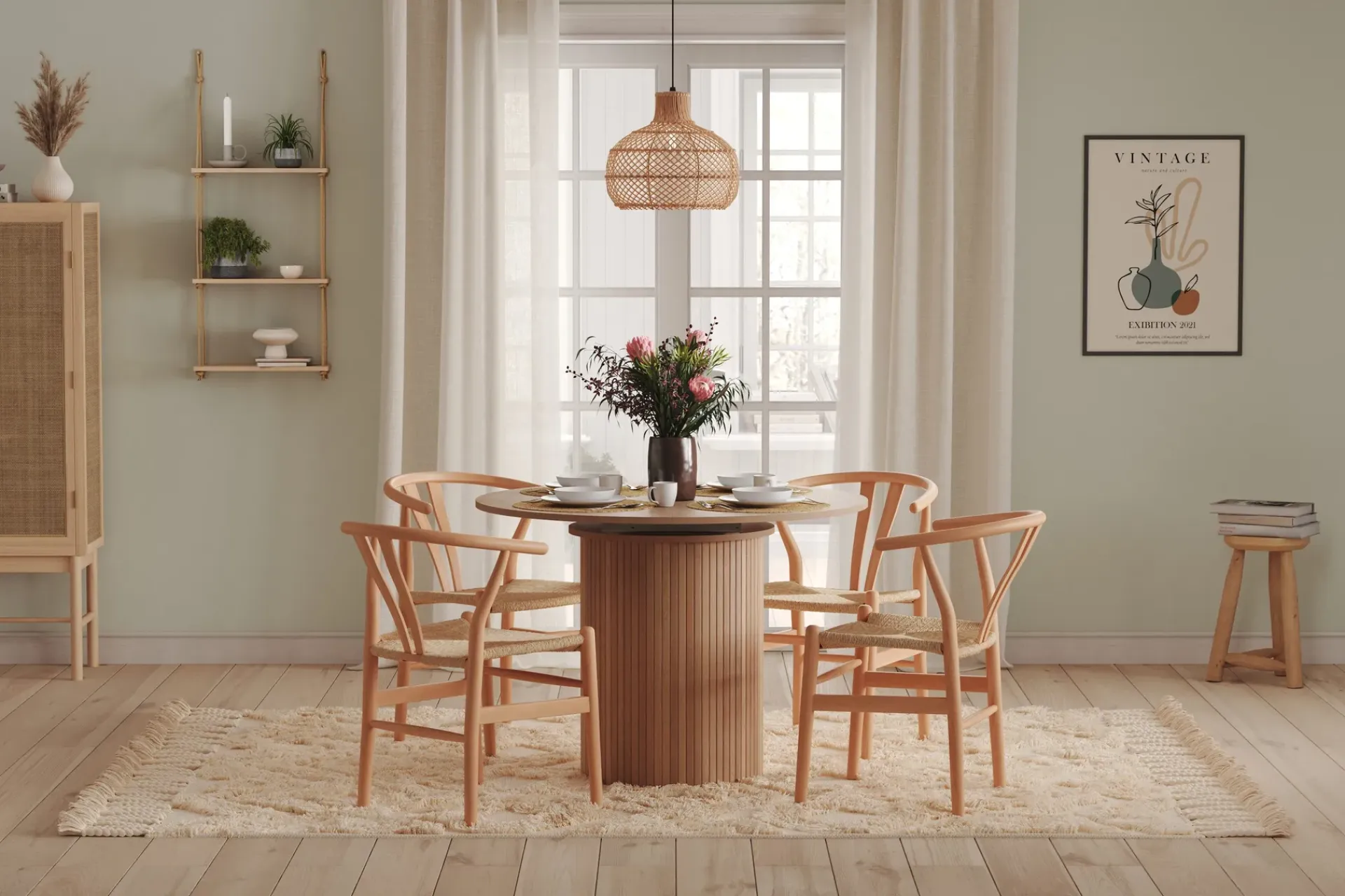 Bark Kopparbo Lys Rundt Spisebord 106 cm Utvidbart med tilleggsplate