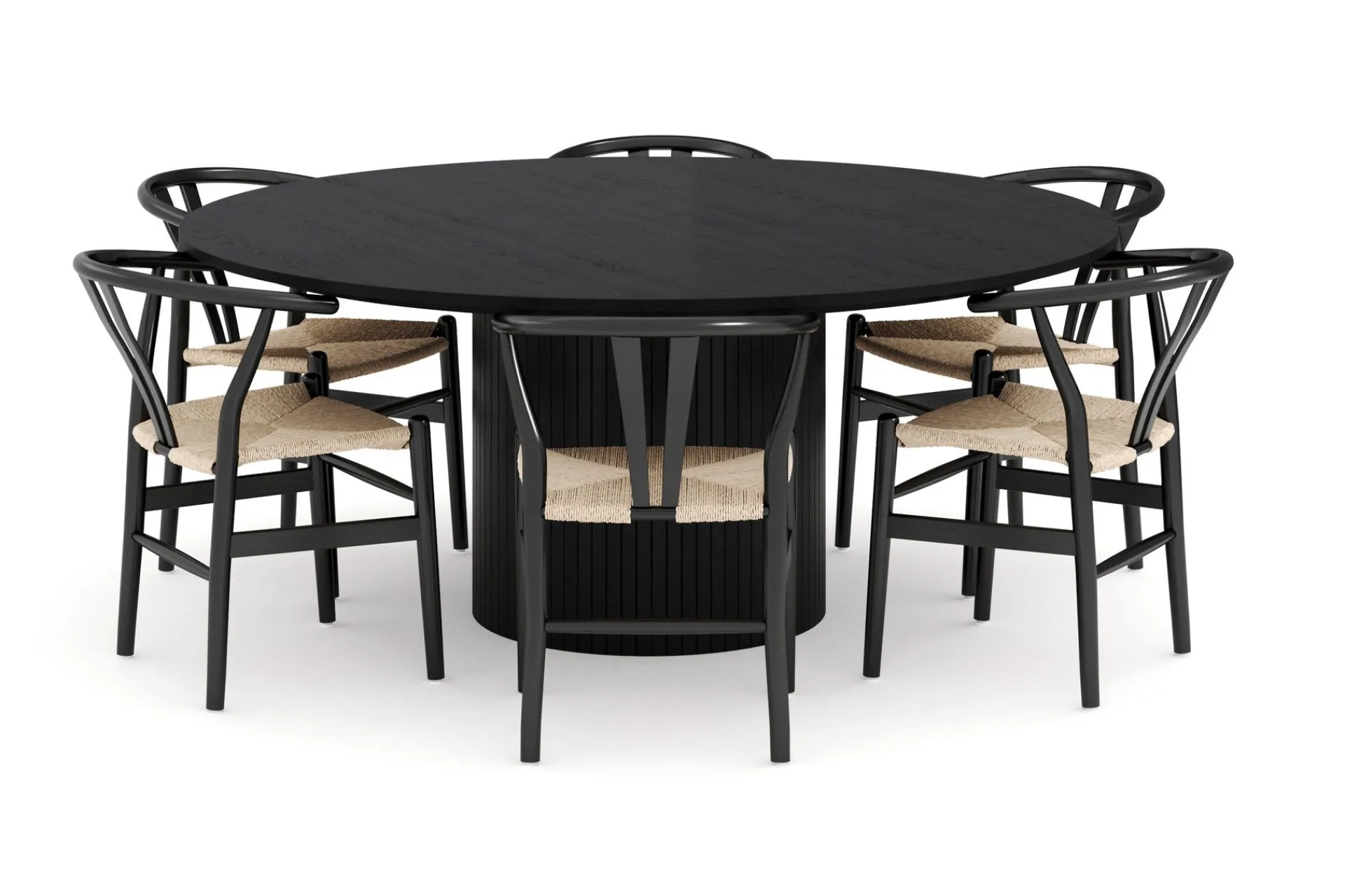 Bark Spisegrupper-Kopparbo Matgruppe 180 cm med 6 Dastoori Spisestol Svart