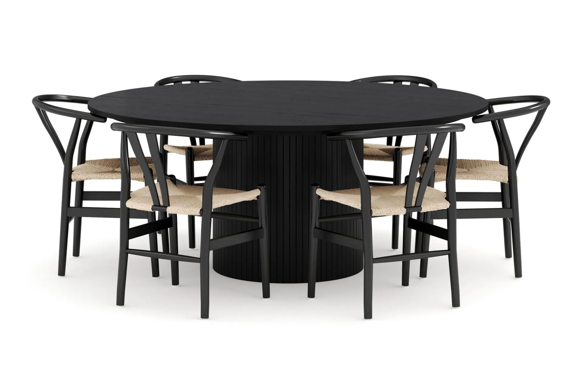 Bark Spisegrupper-Kopparbo Matgruppe 180 cm med 6 Dastoori Spisestol Svart