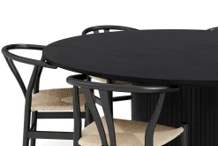 Bark Spisegrupper-Kopparbo Matgruppe 180 cm med 6 Dastoori Spisestol Svart