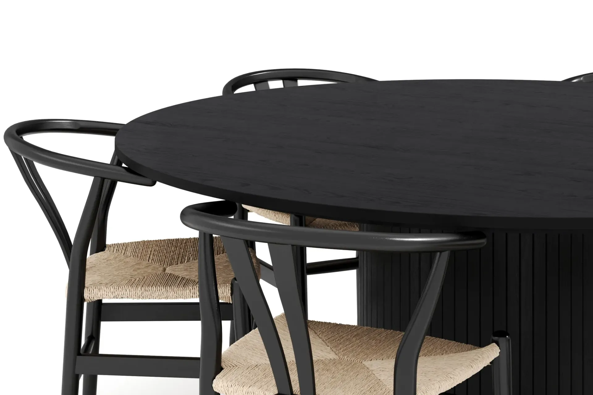 Bark Spisegrupper-Kopparbo Matgruppe 180 cm med 6 Dastoori Spisestol Svart