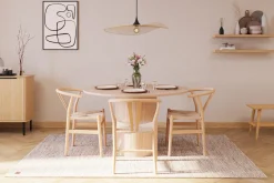 Bark Spisegrupper-Kopparbo Matgruppe 130 cm Rund med 4 Dastoori Spisestol Beige