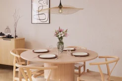 Bark Spisegrupper-Kopparbo Matgruppe 130 cm Rund med 4 Dastoori Spisestol Beige