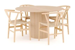 Bark Spisegrupper-Kopparbo Matgruppe 130 cm Rund med 4 Dastoori Spisestol Beige