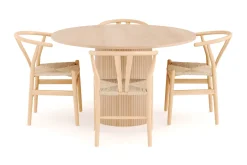 Bark Spisegrupper-Kopparbo Matgruppe 130 cm Rund med 4 Dastoori Spisestol Beige