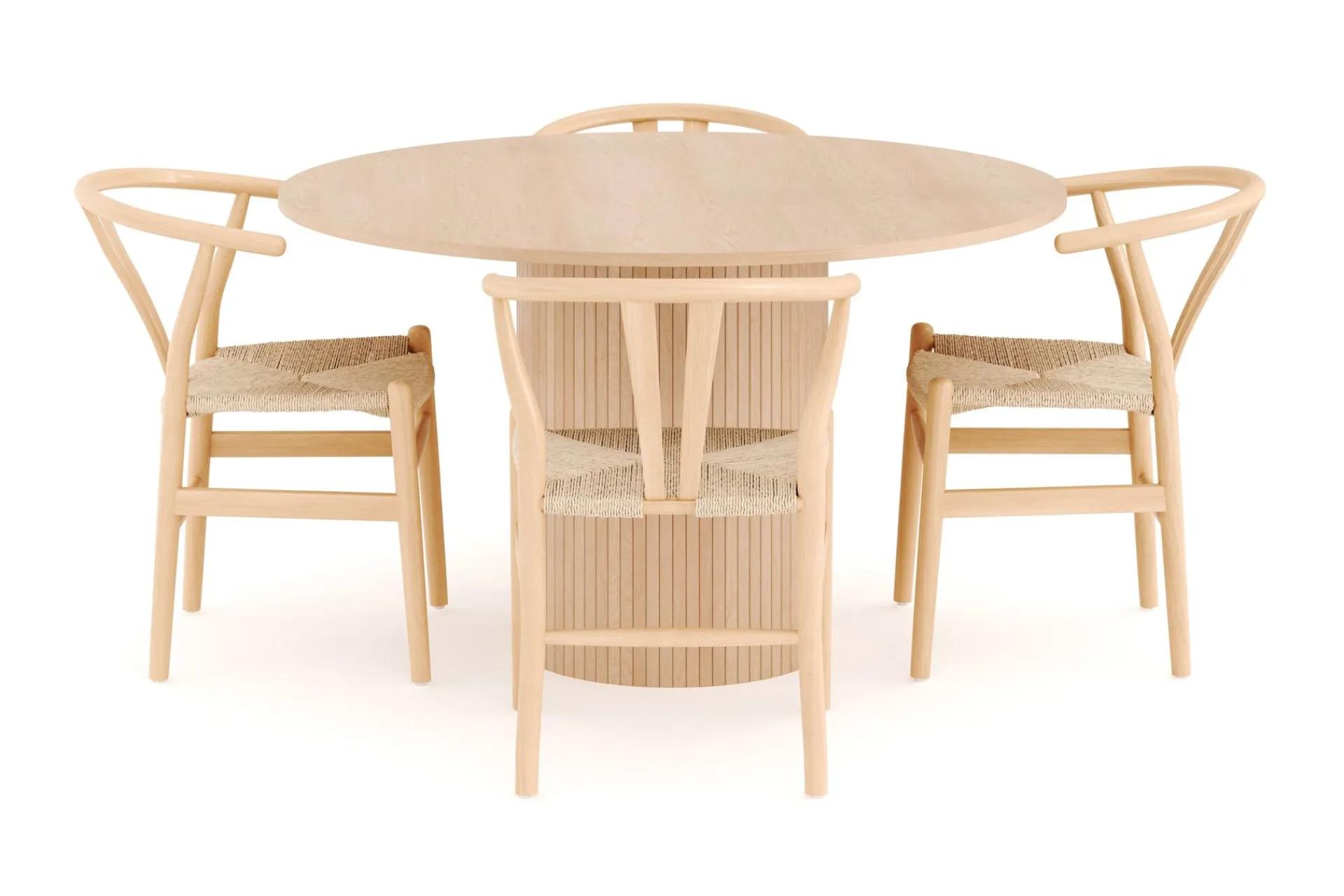 Bark Spisegrupper-Kopparbo Matgruppe 130 cm Rund med 4 Dastoori Spisestol Beige