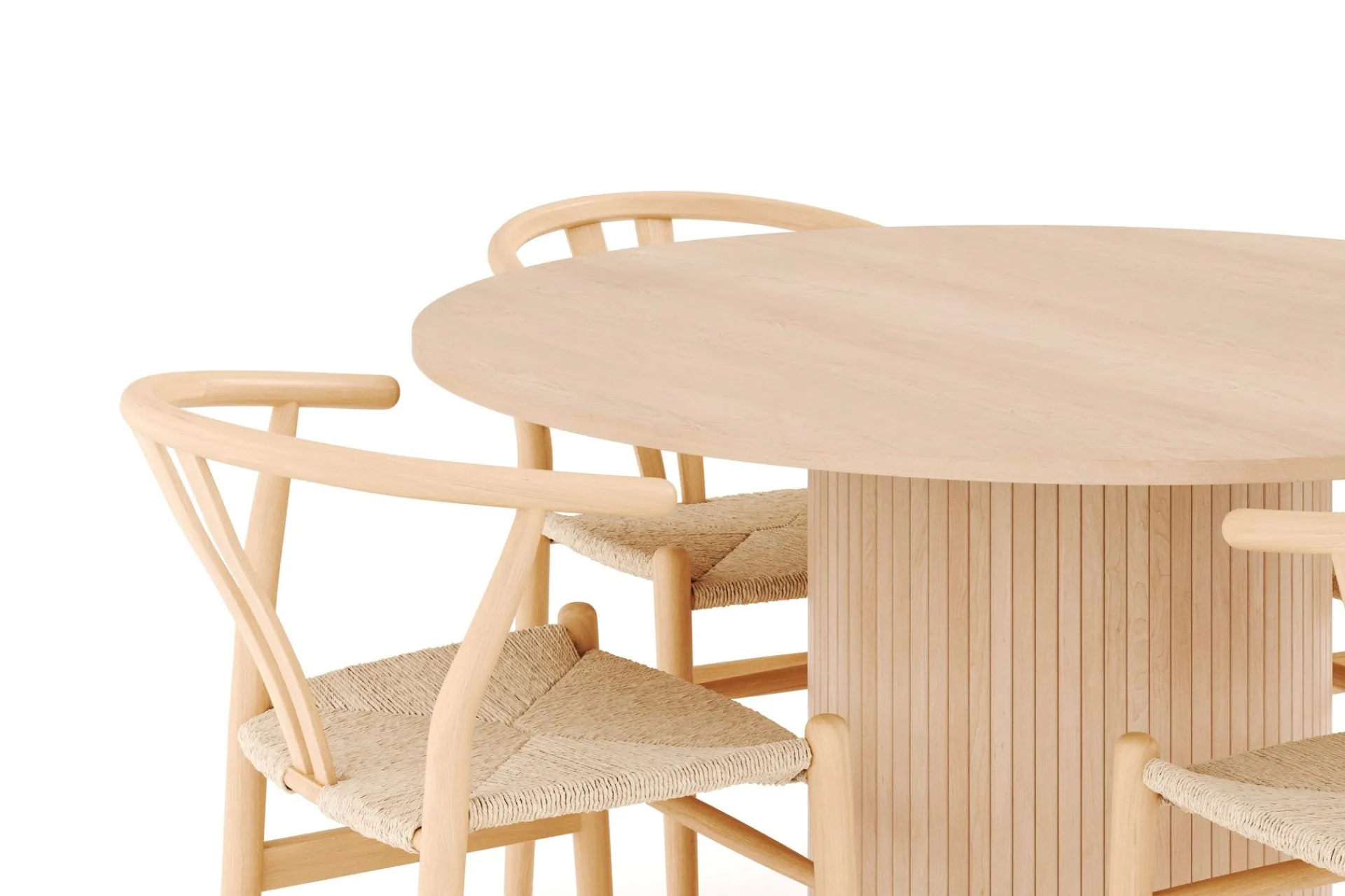 Bark Spisegrupper-Kopparbo Matgruppe 130 cm Rund med 4 Dastoori Spisestol Beige