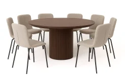 Bark Kopparbo Rundt Spisebord 180 cm med 8 Katy Spisestoler