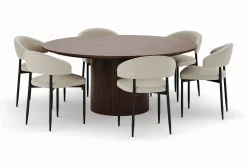 Bark Spisegrupper-Kopparbo Rundt Spisebord 180 cm med 6 Sawako Stoler Valnöt