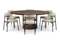 Bark Kopparbo Rundt Spisebord 180 cm med 6 Lucy Spisestoler