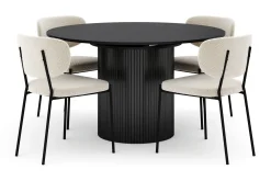 Bark Spisegrupper-Kopparbo Rundt Spisebord 130 cm Uttrekkbart med 4 Gemmiano Stoler Svart