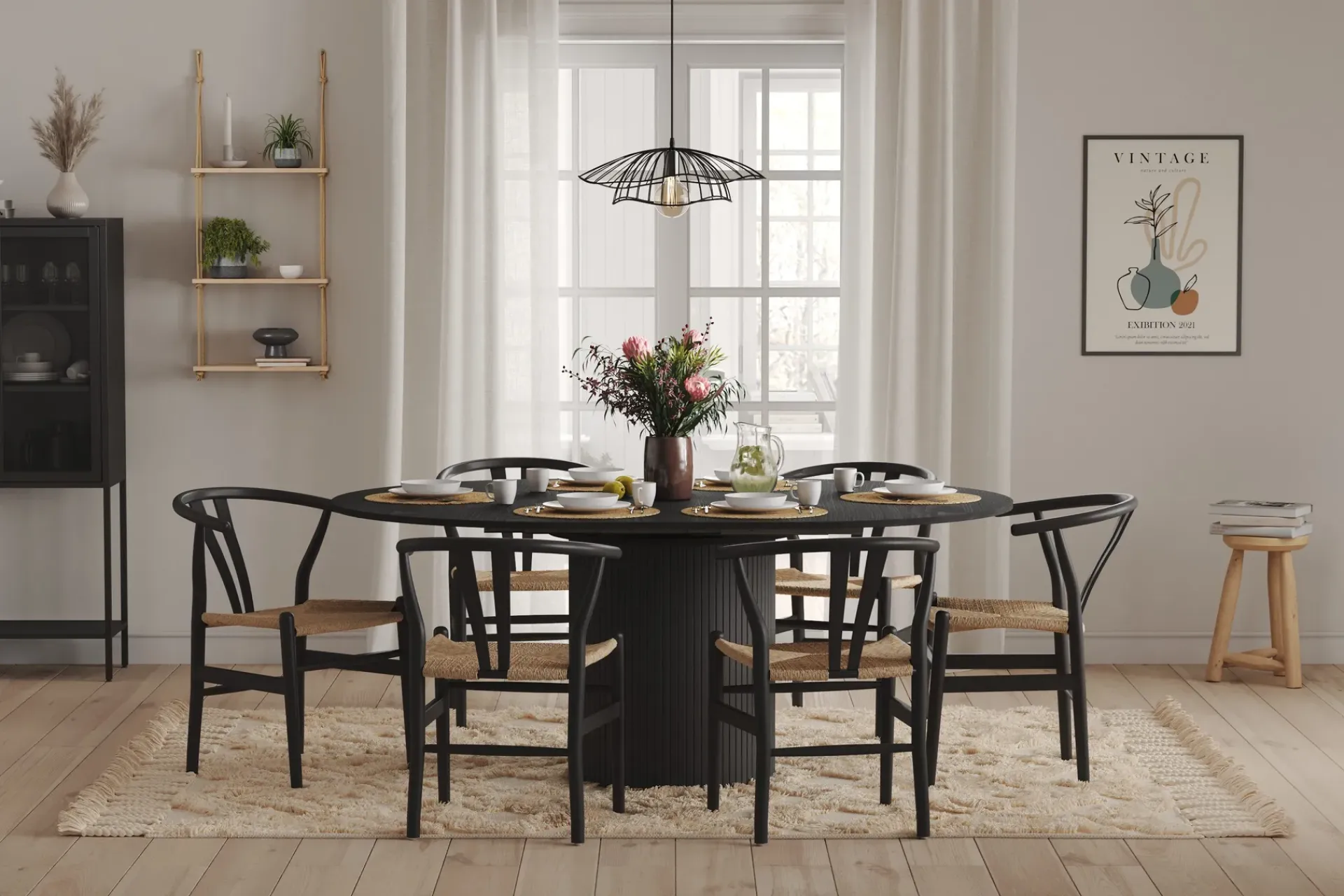 Bark Spisebord & Kjøkkenbord|Sminkebord & Toalettbord-Kopparbo Rundt Spisebord 130 cm Utvidbart med tilleggsplate Svart