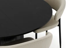 Bark Spisegrupper-Kopparbo Rundt Spisebord 130 cm Uttrekkbart med 4 Sawako Stoler Svart