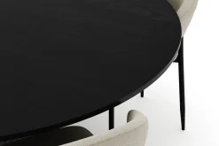 Bark Spisegrupper-Kopparbo Rundt Stort Spisebord 180 cm med 4 Sawako Stoler Svart